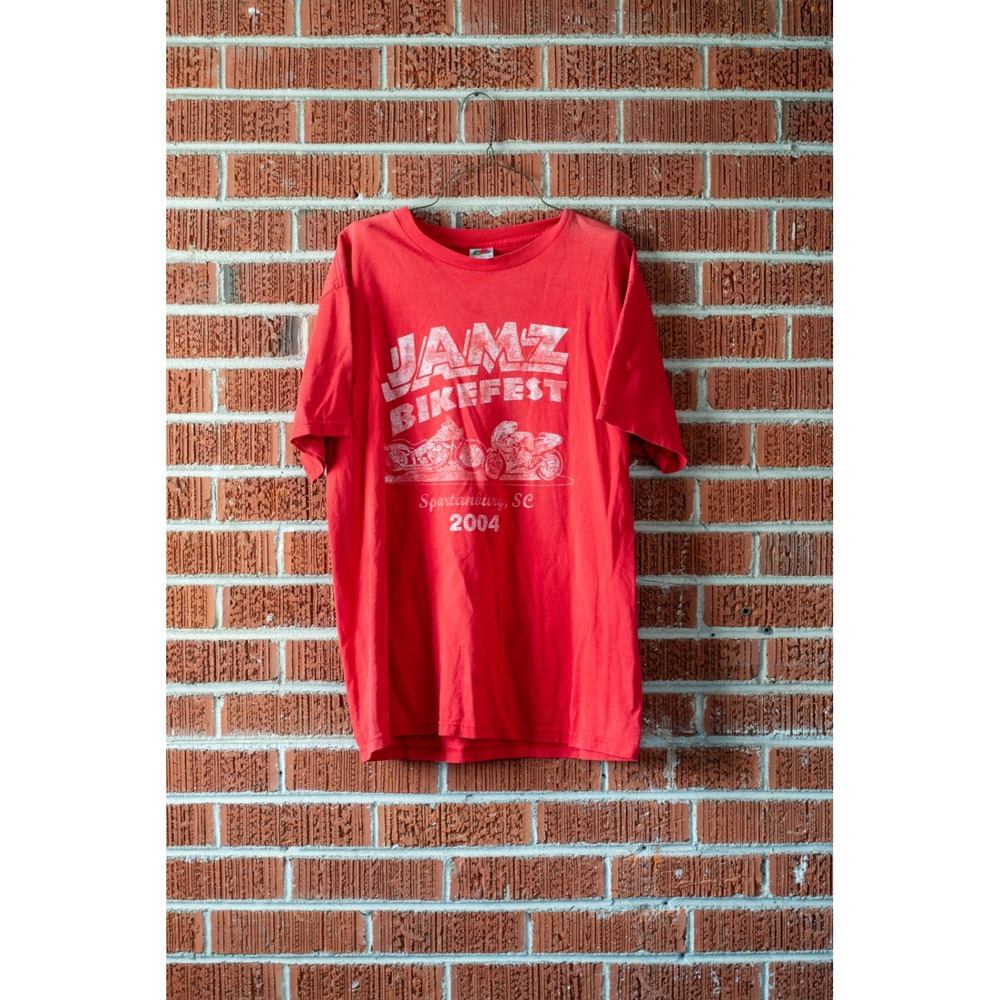 Vintage 2004 Jamz Bikefest Motorcycle T Shirt Mens Size L Red Grunge